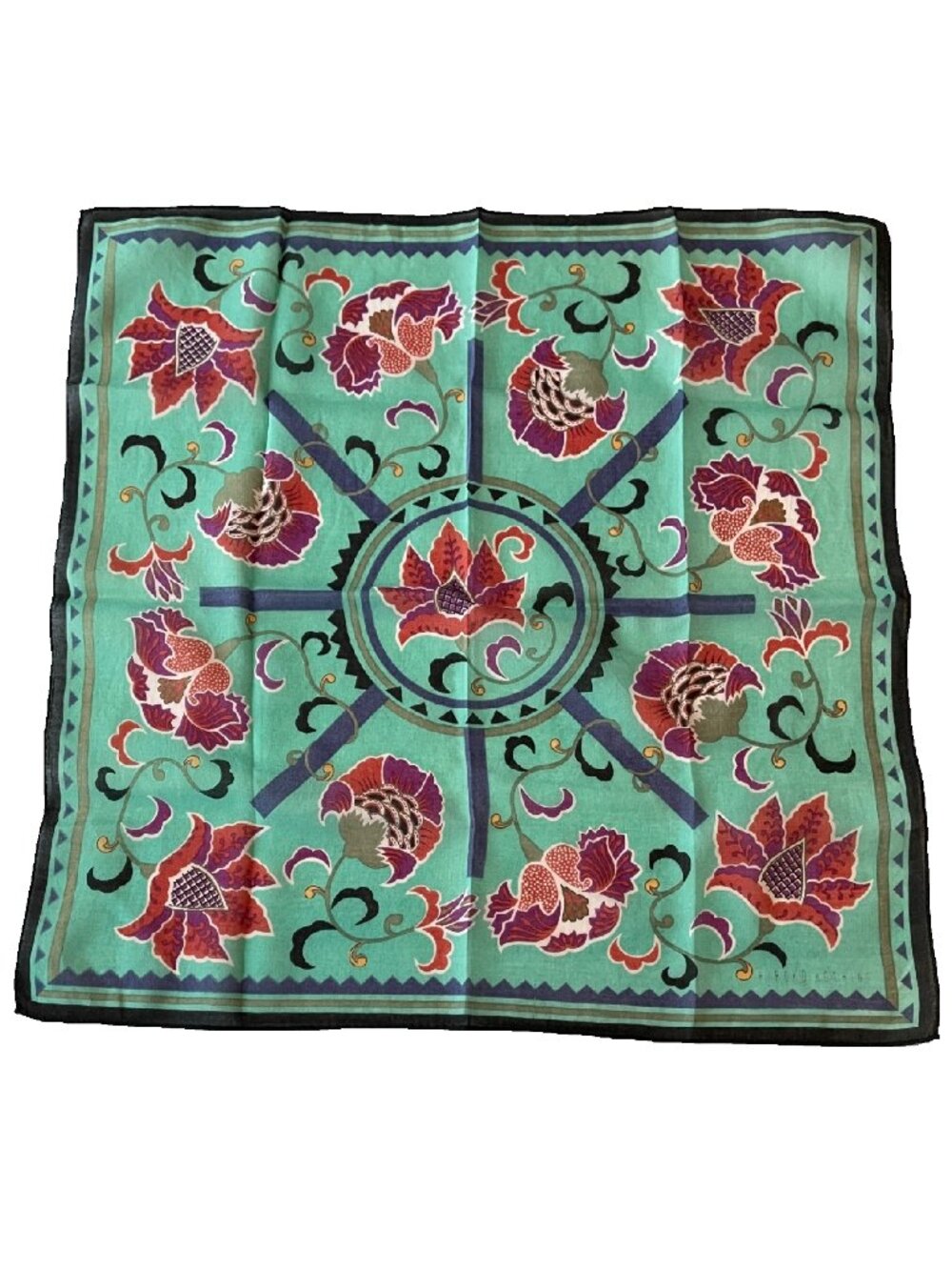 Vintage Hiroko Koshino Floral Cotton Handkerchief Scarf – Made in Japan